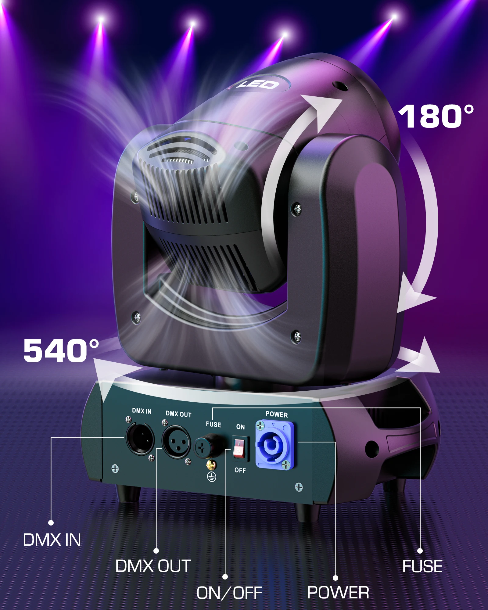 100W Moving Head Light LED Effect Gobo Lights Beam Stage Light DMX Dj Stage Lighting Party Disco