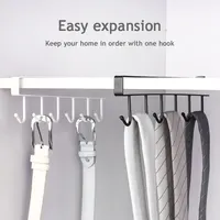 Kitchen Iron Art Seamless Nail Free Hooks Multi Row Cabinet Storage Hooks Storage of Kitchen Cabinet Wall Shelf Storage Rack 5