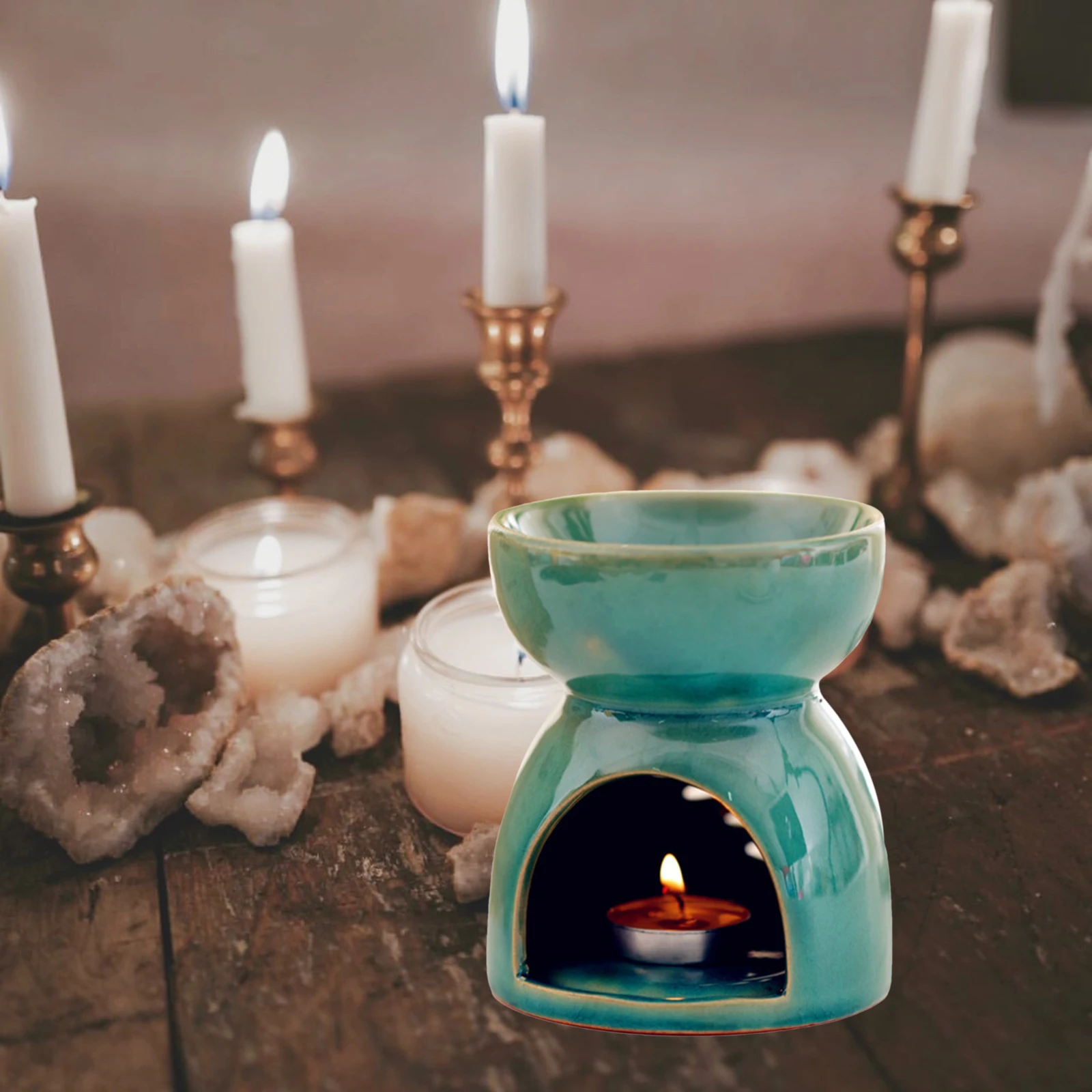 Ice Crack Ceramic Essential Oil Burner Scented Wax Melt Candle Warmer Tealight Holder Aromatherapy Diffuser Home Spa