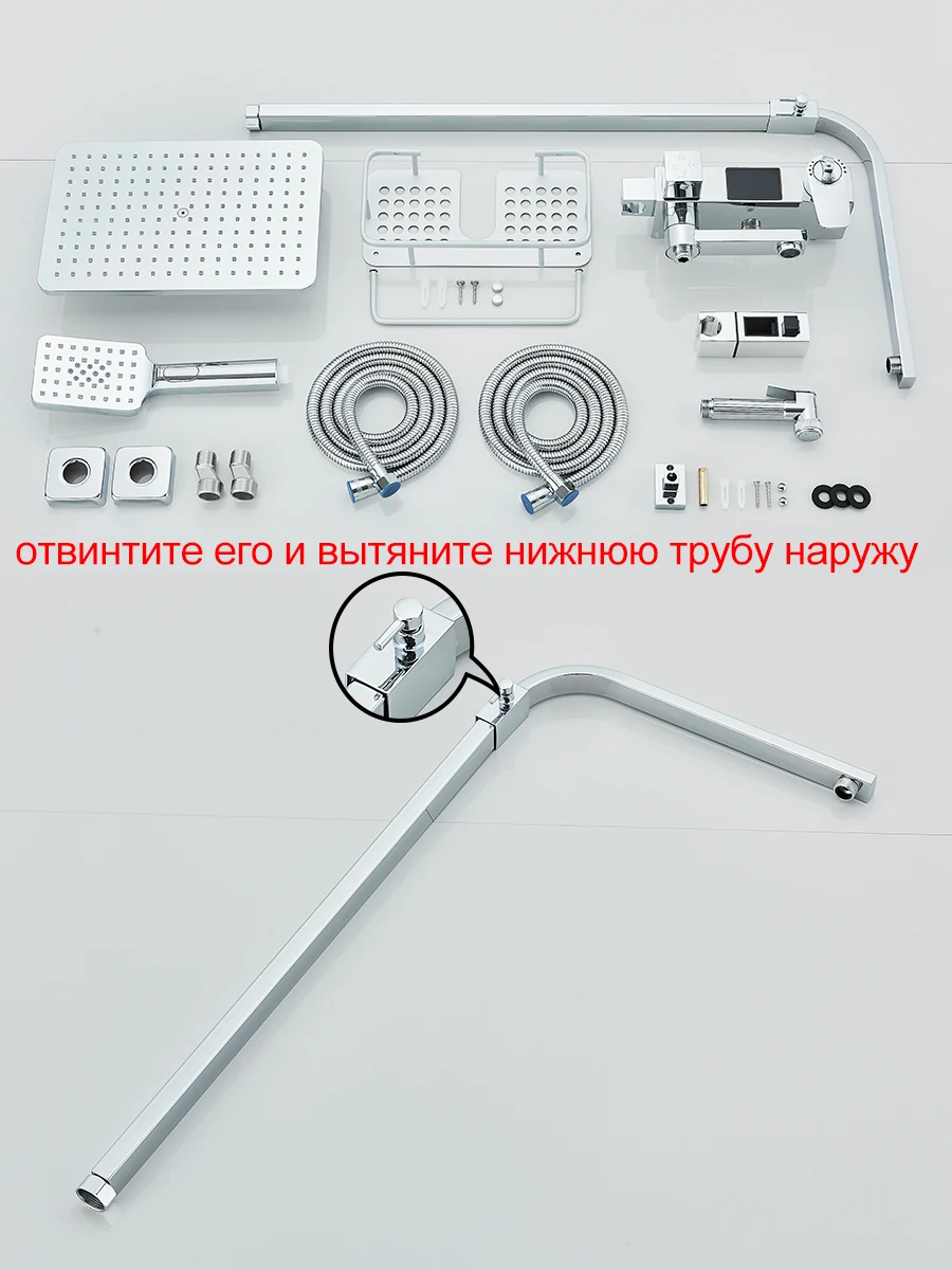 Black rainfall shower system installed in bathroom