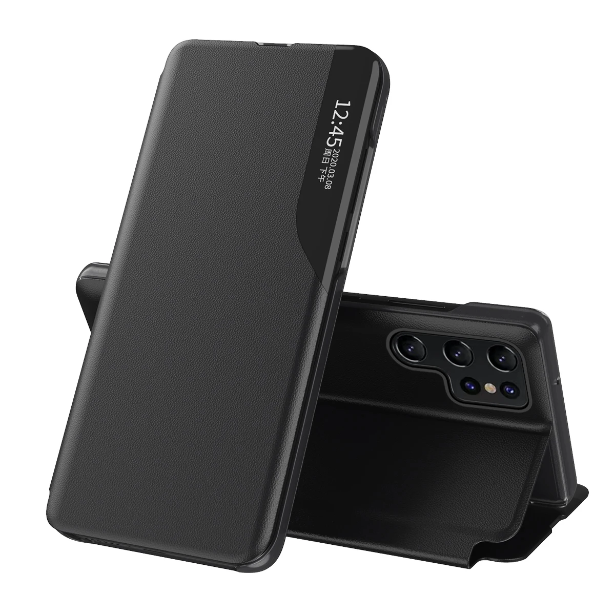 Premium Smart Window Flip Case - Magnetic Leather Cover