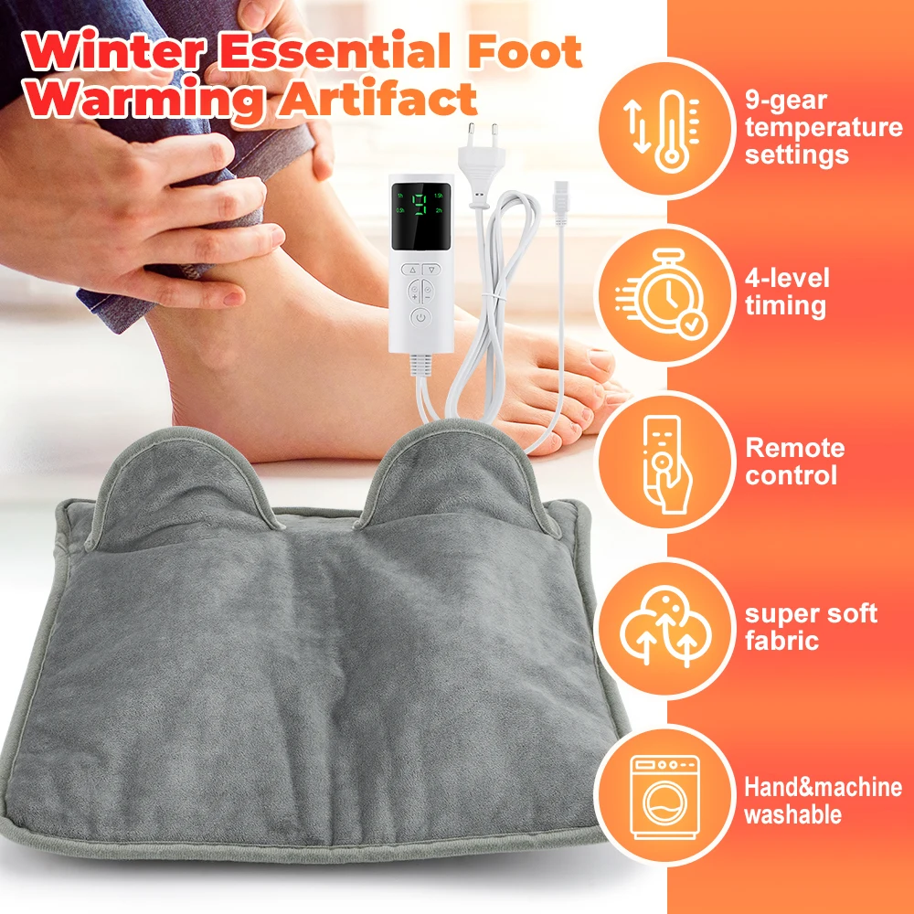 Electric Foot Warmer Heating Device Winter Foot Warming Pad with 9 Gear Temperature Control for Office Bedroom Study Room Use