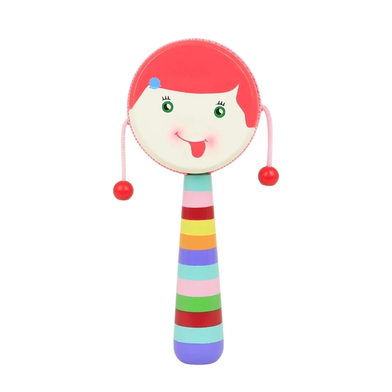 

Handbell Rattle Drum for Children Shaking Drum Soothing Toy Early Educational Musical Rattle Preschool Instrument Toy Dropship