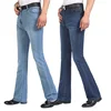 Men's High Quality Business Casual Boot Cut Jeans Mid Waist Flares Semi-Flared Bell Bottom Pants Size 27-38 4