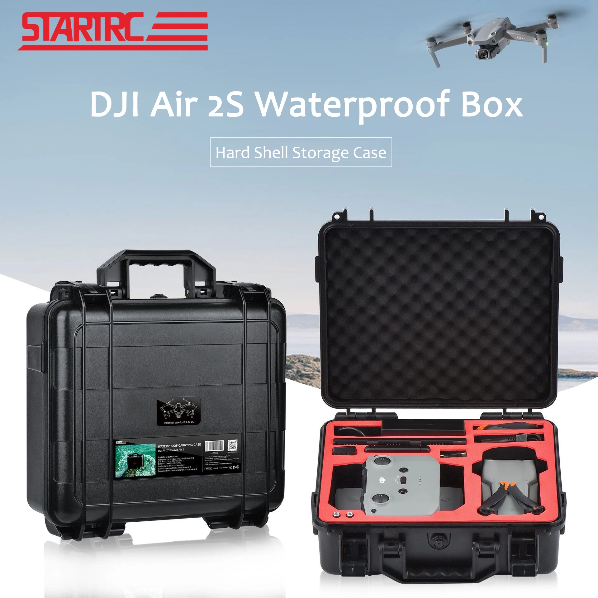 HeiyRC Waterproof Hard Case for DJI Mavic Air 2 2S Fly More Combo Small Storage Carrying Case Protective Hardshell Travel Box 