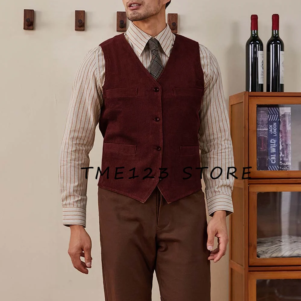 Men's Suede Single Breasted V-Neck Vest Suit Male Wang Formal Man Ambo Business Suits for Men Vests for Women Gothic Chaleco