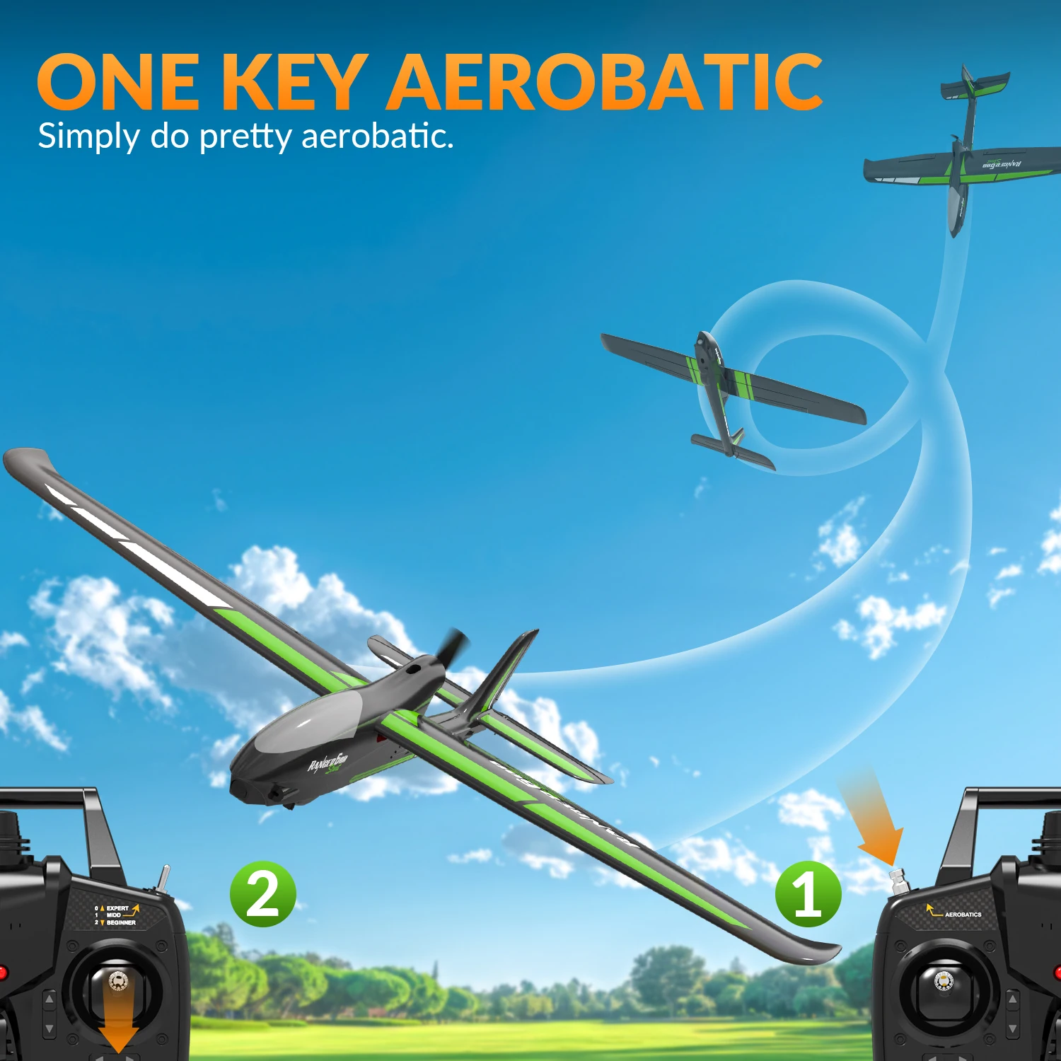 Planeur RC Xpilot 2.4GHz 656ft avec Gyroscope et 3 Modes de Vol