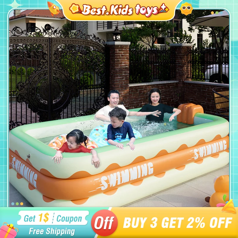 Large Family Inflatable Swimming Pool Baby Framed Pools Outdoor Folding Paddling Piscina Kids Summer Water Gun Basketball Rack inflatable swimming pool