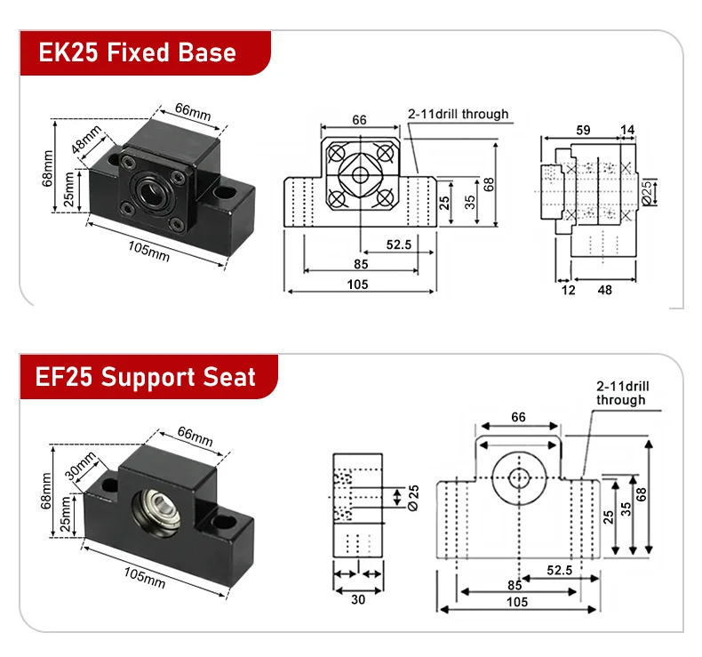 SFU3204/SFU3205/SFU3210 150 mm-1050 mm Kugelumlaufspindel + DSG32H Muttergehäuse + BKBF25/EKEF25/FKFF25 + XB-Koppler 40 x 65 14 mm-17 mm – Detail 10
