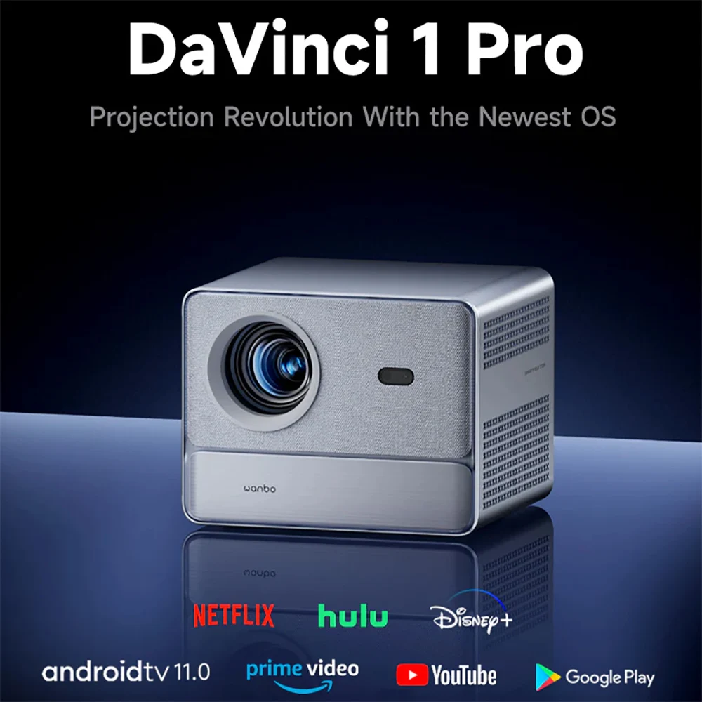 Wanbo DaVinci 1 Pro Portable Projector Global Version Android 11 Google Assistant 600ANSI AutoFocus Smart Home Theater