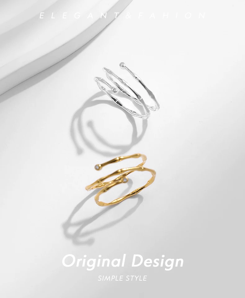 MODIAN Ring aus 925er-Sterlingsilber, trendig, mehrschichtig, Vintage-Linien, verstellbare Größe 5–7, originelles Design, edler Schmuck für Frauen – Detail 1