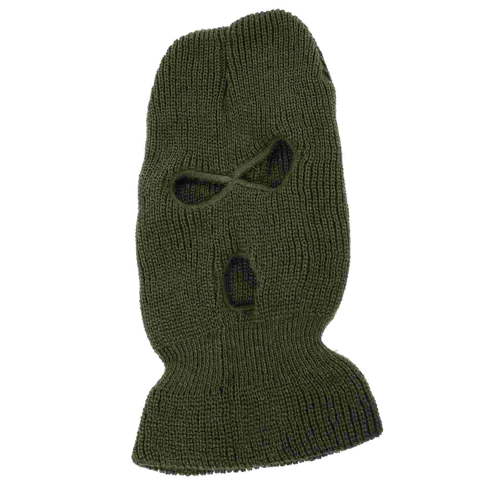 Ski Mask for Men Three Hole Wool Hat Knitted Full Face Windproof Riding Warm Cover White 3-hole Man 6