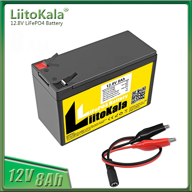

Литий-железо-фосфатная аккумуляторная батарея LiitoKala 12 В 8 Ач LiFePO4 с 10 А BMS для эхолота, скутера, детской машины