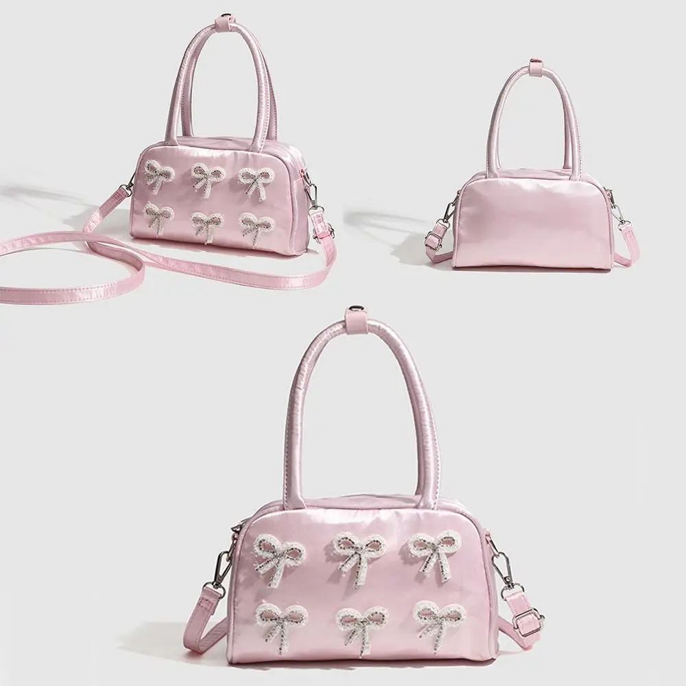 

New Pink Women's Crossbody Bag Bowknot Polyester Underarm Bags Fairy Girls Small Handbags Women Girls