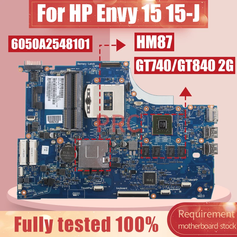 Placa-mãe do Portátil para hp Mainboard do Portátil Inveja 15 15-j 6050a2548101 6050a2547701 749753501 749752-501 Hm87 Gt740 Gt840 2g