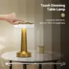 LED Table Lamp Touch Sensor Rechargeable Desktop Night Light Wireless Reading Lamp for Restaurant Hotel Bar Bedroom Decor Light 2