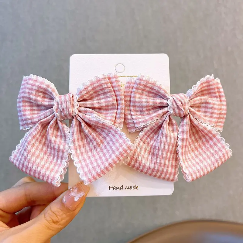 2-teiliges Damen-Haarspangen-Set, Schleife, kariert, Spitze, vielseitig, modisch, niedlich, süß, Haarspangen, Kawaii, Lolita, Haarschmuck für Kinder – Detail 4