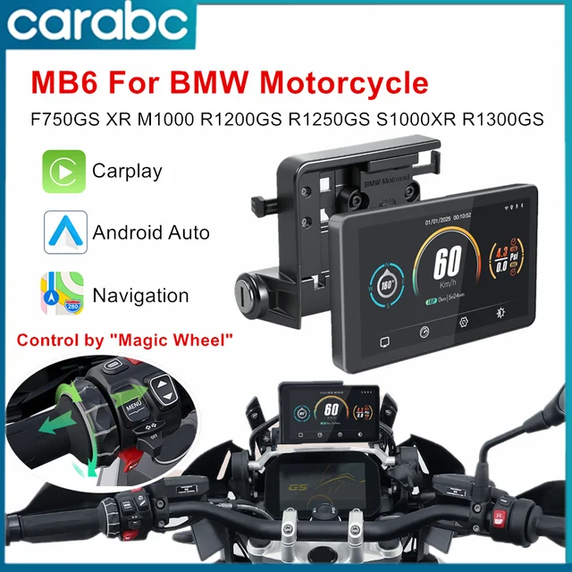 CARABC 6" Motorcycle GPS Navigation Wireless Carplay Android Auto For BMW F750GS XR M1000 R1200GS R1250GS R1300GS S1000XR