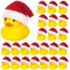 24/36/48 Pcs Christmas Rubber Ducks with Christmas Hats Small Bathtub Yellow Ducks Bath Toys for Baby Shower Holiday Decor Xmas 1