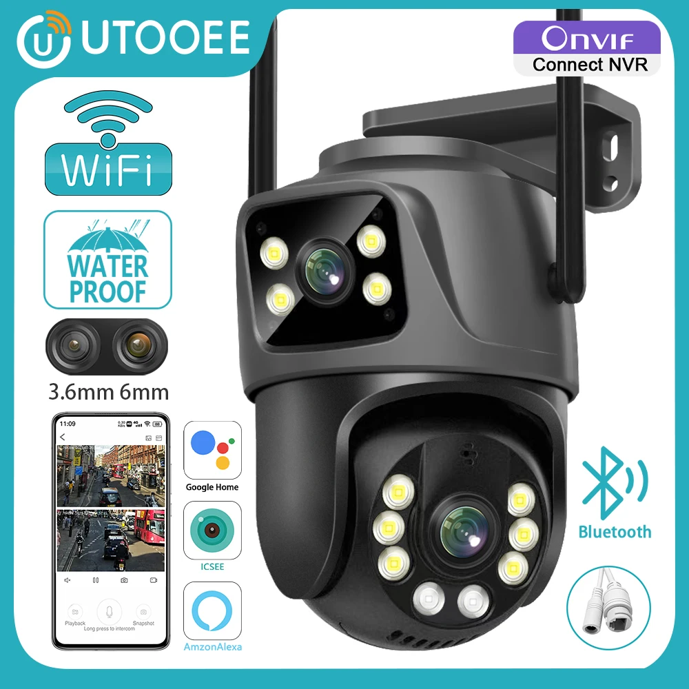 

IP-камера UTOOEE 4K, 8 Мп, PTZ, Wi-Fi, два экрана