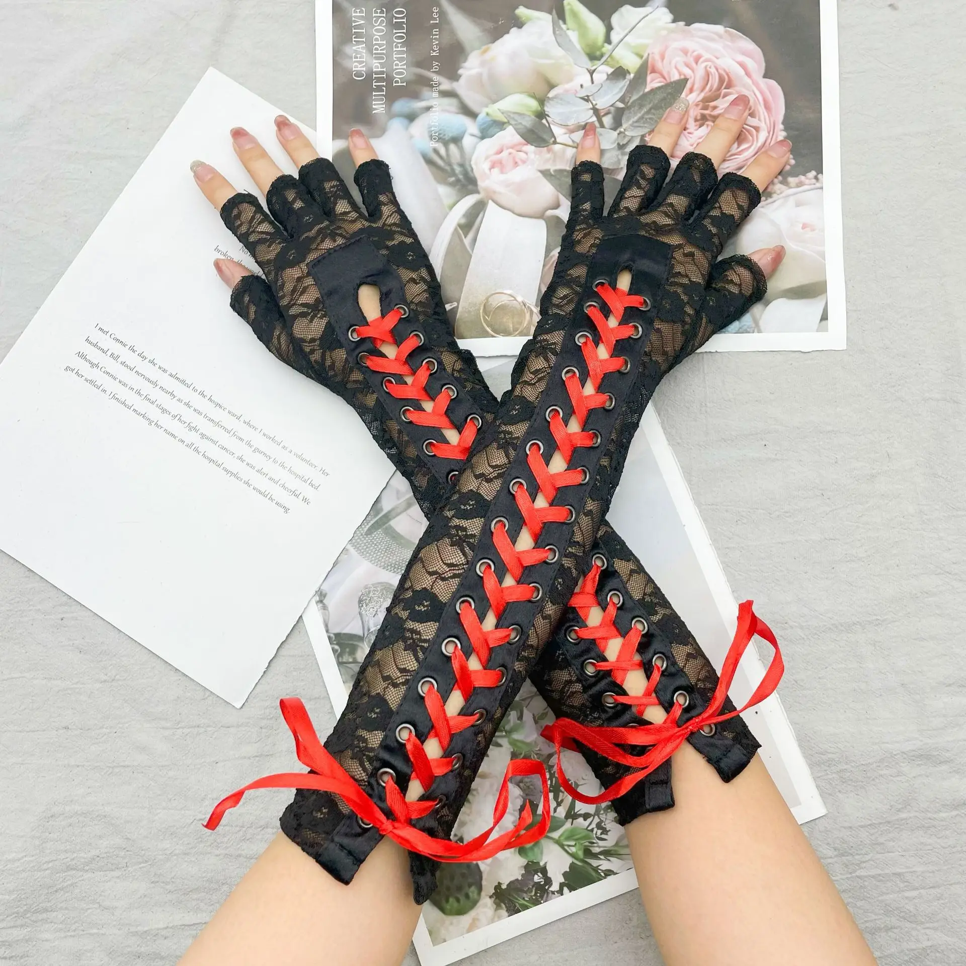 【FETICO】LACE FINGERLESS GLOVES  black LACE FINGERLESS GLOVES – FETICO Official Online Shop