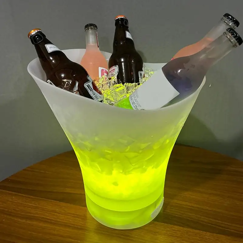 Lighted Ice Bucket 7L LED Light Wine Bucket Colorful Lighted Drink Containers Waterproof LED Light Wine With Built-in