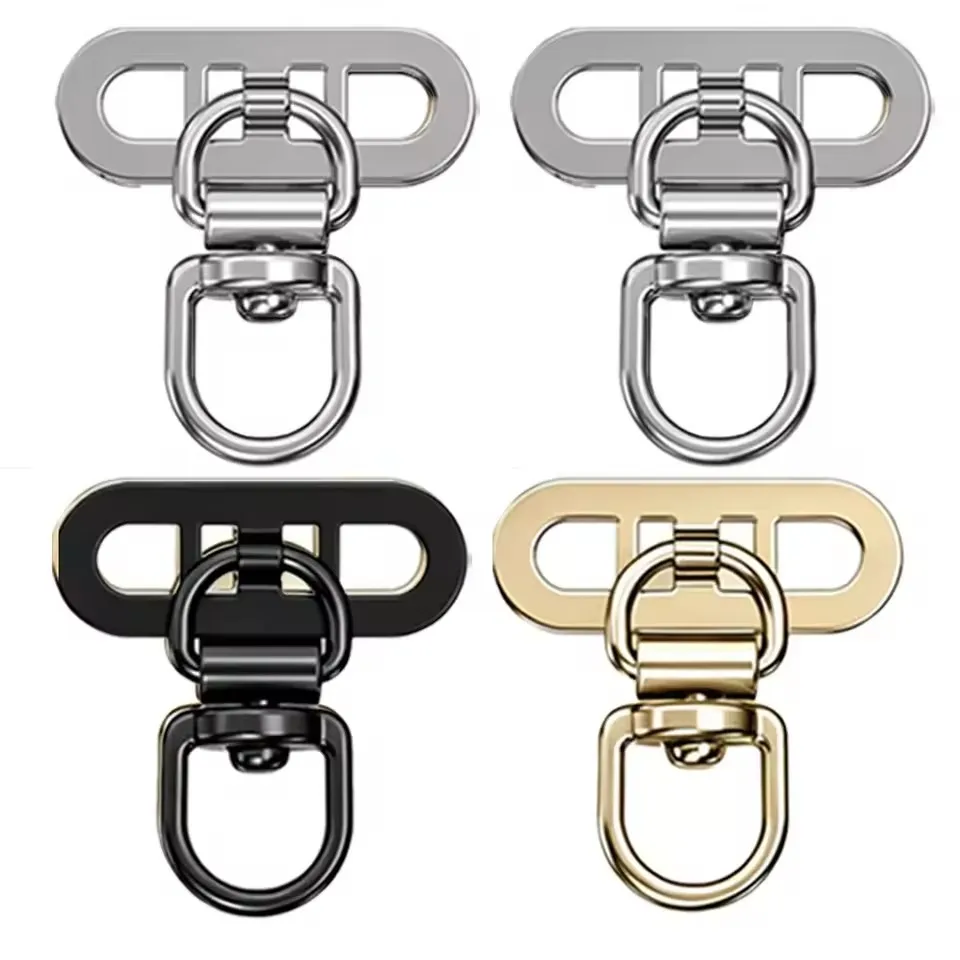 Compact 360° Rotatable Stainless Steel Ultra Thin Phone Lanyard Patch with Metal Hanging Cord Clip