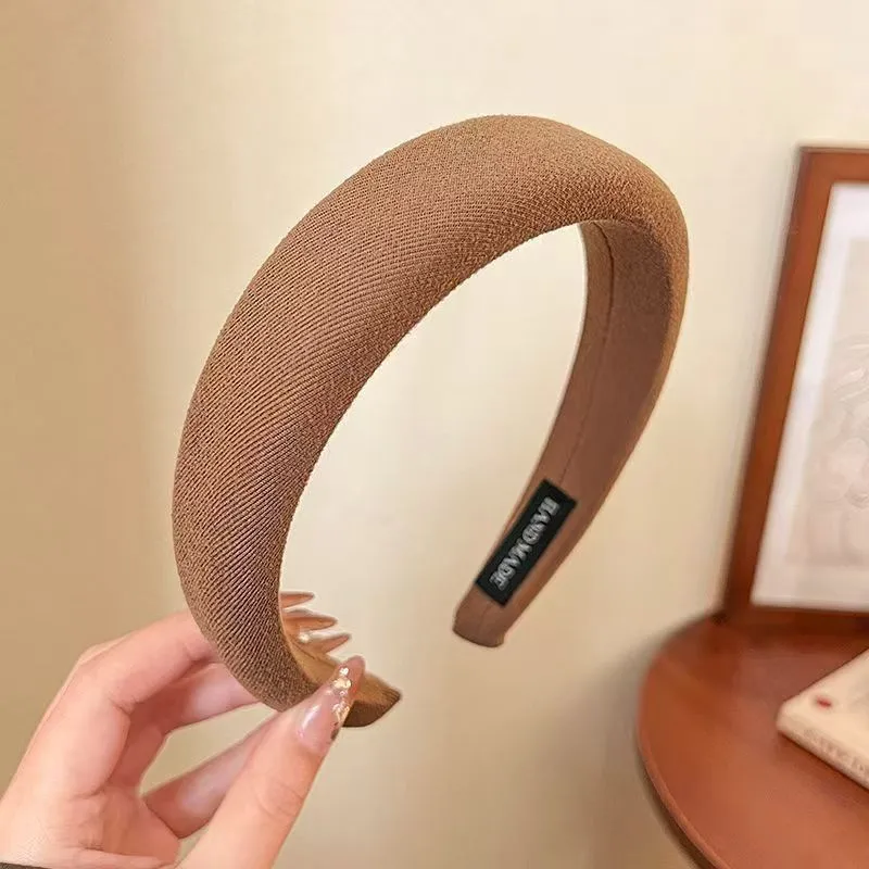 Wildes, einfarbiges Schwamm-Stirnband für Damen, modisches Mädchen, Gesicht waschen, breiter Rand, einfaches Haarband – Detail 5