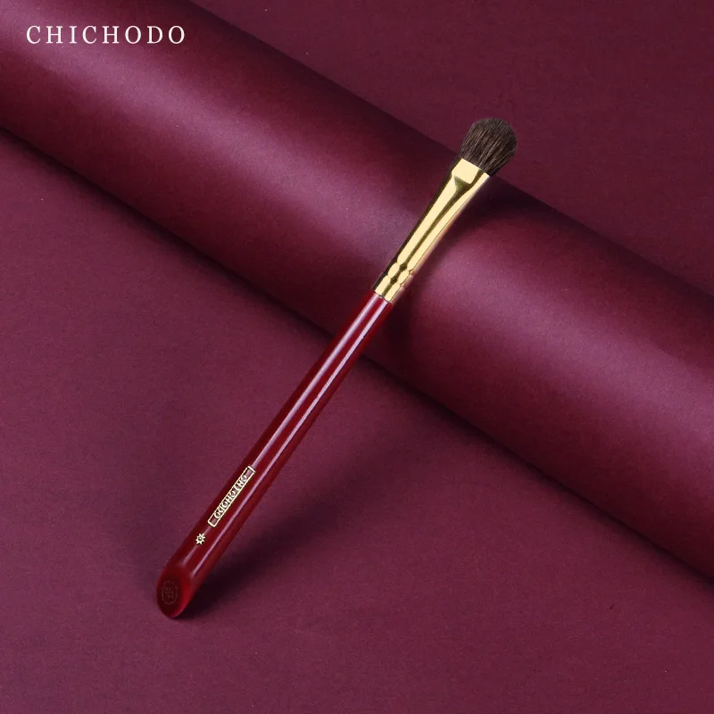 CHICHODO, 럭셔리 메이크업 브러쉬, 대형 아이 섀도우 브러쉬, 천연 동물 털로 만든 고품질 소프트 브러쉬-레드 로즈 시리즈 001