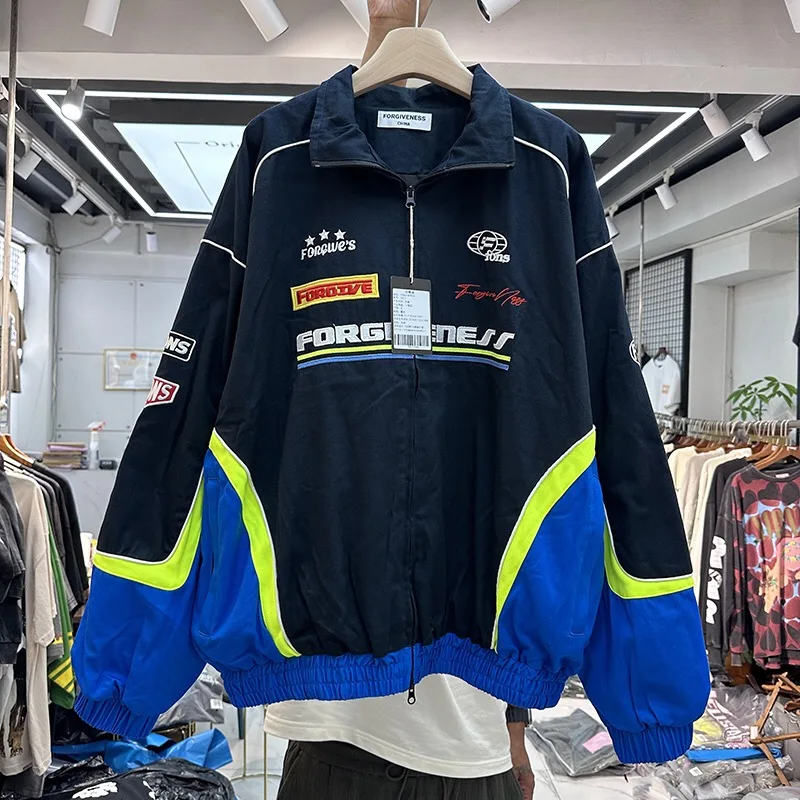

Blue racing jacket with turtleneck jacket