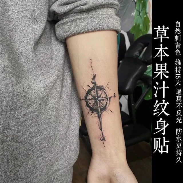 Arrows and Compass, Arm, Wrist, or Neck Tat – Quick Temporary Tattoos