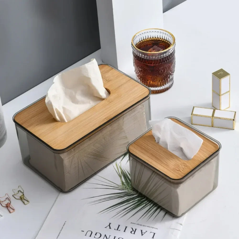 Tissue Clear Box Napkin Household Transparent Rectangular Table Tissue Wooden Modern Desktop Creative Box Holder tissue box wet tissue storage box tissue storage box