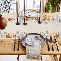 Fall Thanksgiving Pumpkin Maple Leaf Linen Table Runner Holiday Party Decor Farmhouse Kitchen Table Runner Wedding Decorations 5