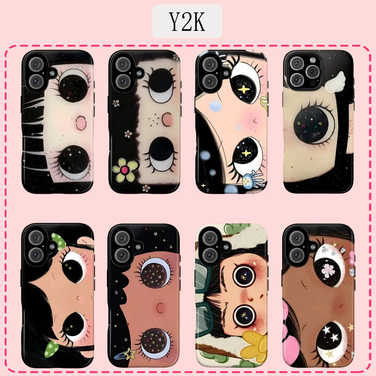 Luxury Double-Layer BIG EYES COMIC GIRL Phone Case