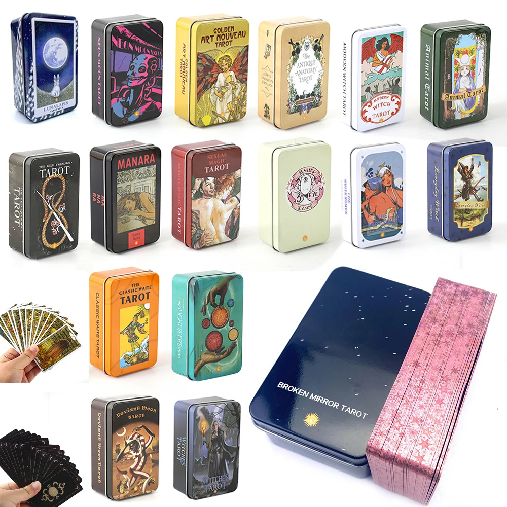

24 Style Tarot In Tin Box Gilded Edge For Beginners Fortune Telling Game Card Oracle 78 Card Deck Exquisite Gifts for Friends