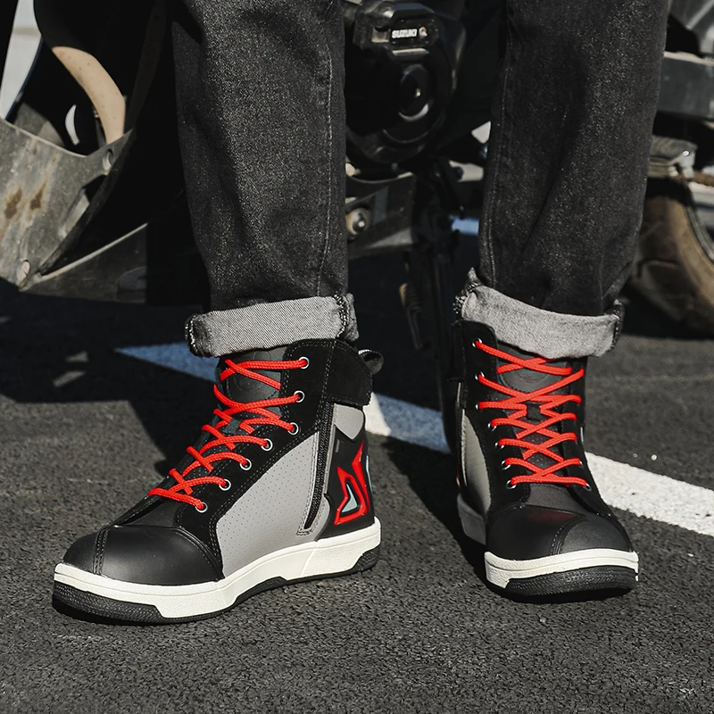 

Botas de moto para hombre, zapatos informales de cuero de fibra ultrafina para montar en moto a campo traviesa