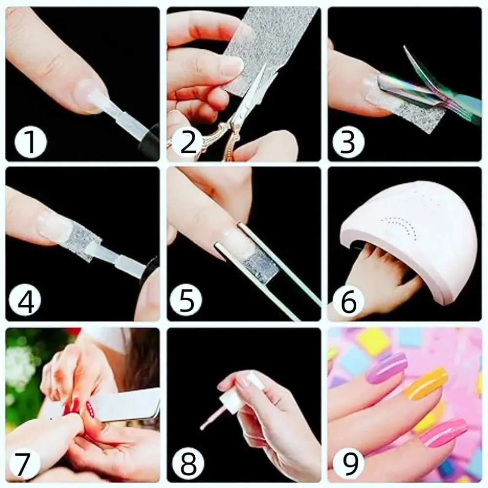 50Pcs 내구성 부직포 실크 유리 섬유 네일 확장 UV 젤 프렌치 매니큐어 빌드 폼 랩 아크릴 8x4cm 유리 섬유 종이
