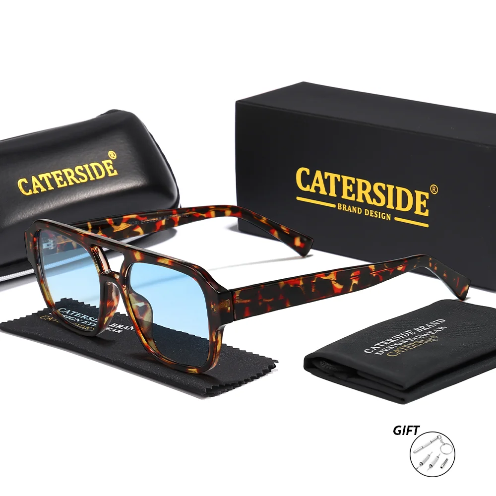 CATERSIDE Retro Männer Optische Sonnenbrille Flache Oberseite Doppel Brücken Rezept Brillen Frauen Myopie Ätherische Geschenke Gläser UV400 – Detail 11