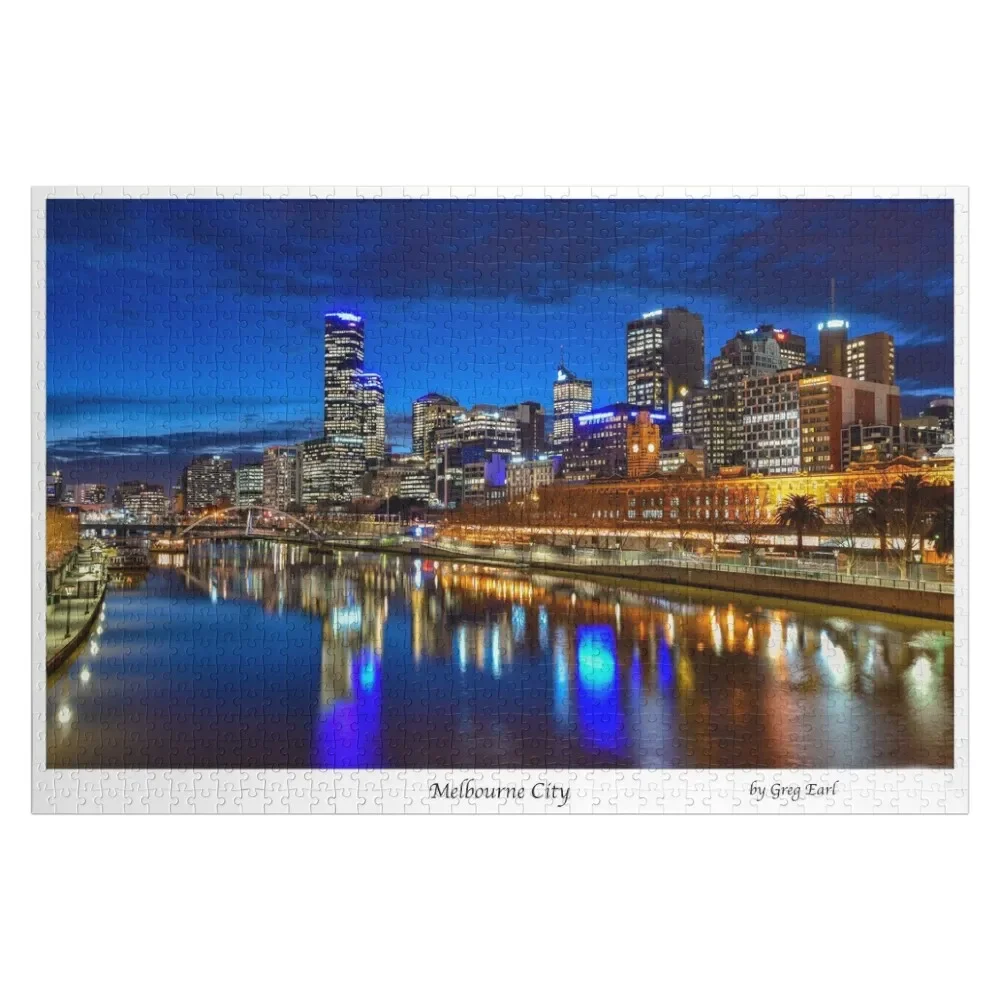 

Melbourne & Yarra River Twilight Jigsaw Puzzle Custom Child Personalized Name Puzzle