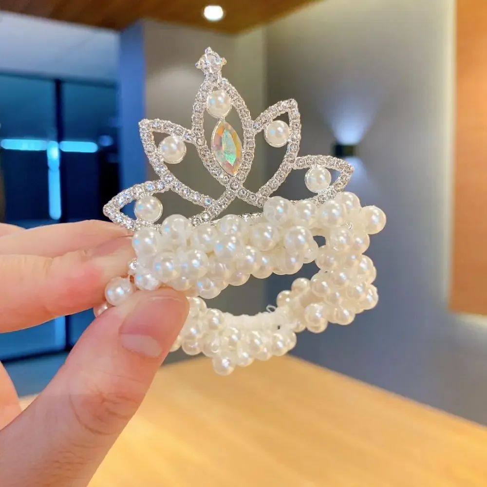 Hair Styling Accessories Princess Crown Hair Rope Bundled Kids Ornaments Elastic Bands Hair Ties Pearl Hairband