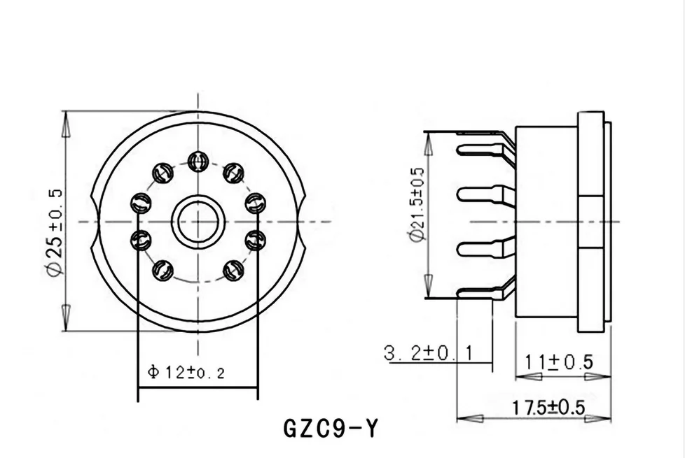 9-Pin B9A Röhrensockel PCB-Montage Keramik-Ventilsockel für 12AX7 12AU7 ECC82 5670 E88CC ECC83 6922 12AX7 EL84 Vintage Audio DIY – Detail 1