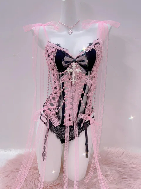 Pink Lace And Faux Pearl Top 5