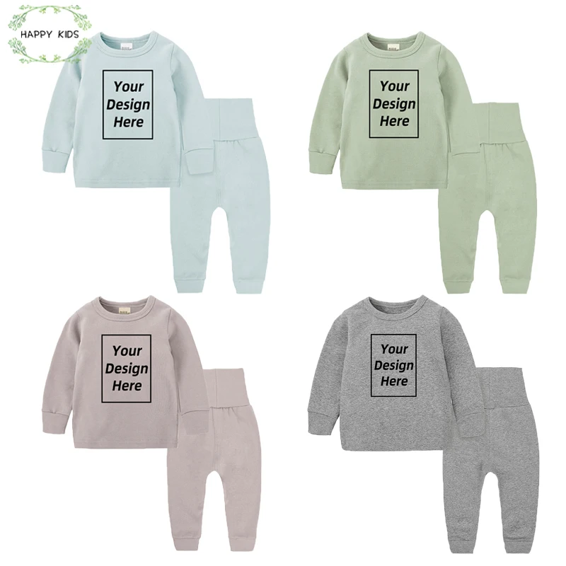 pajama sets couple	 Personalized Custom Pajamas Set DIY Print Toddler Satin Long Sleeve Button Down Top Pants Kids Nightwear Teen Girl Boy Sleepwear designer pajama sets