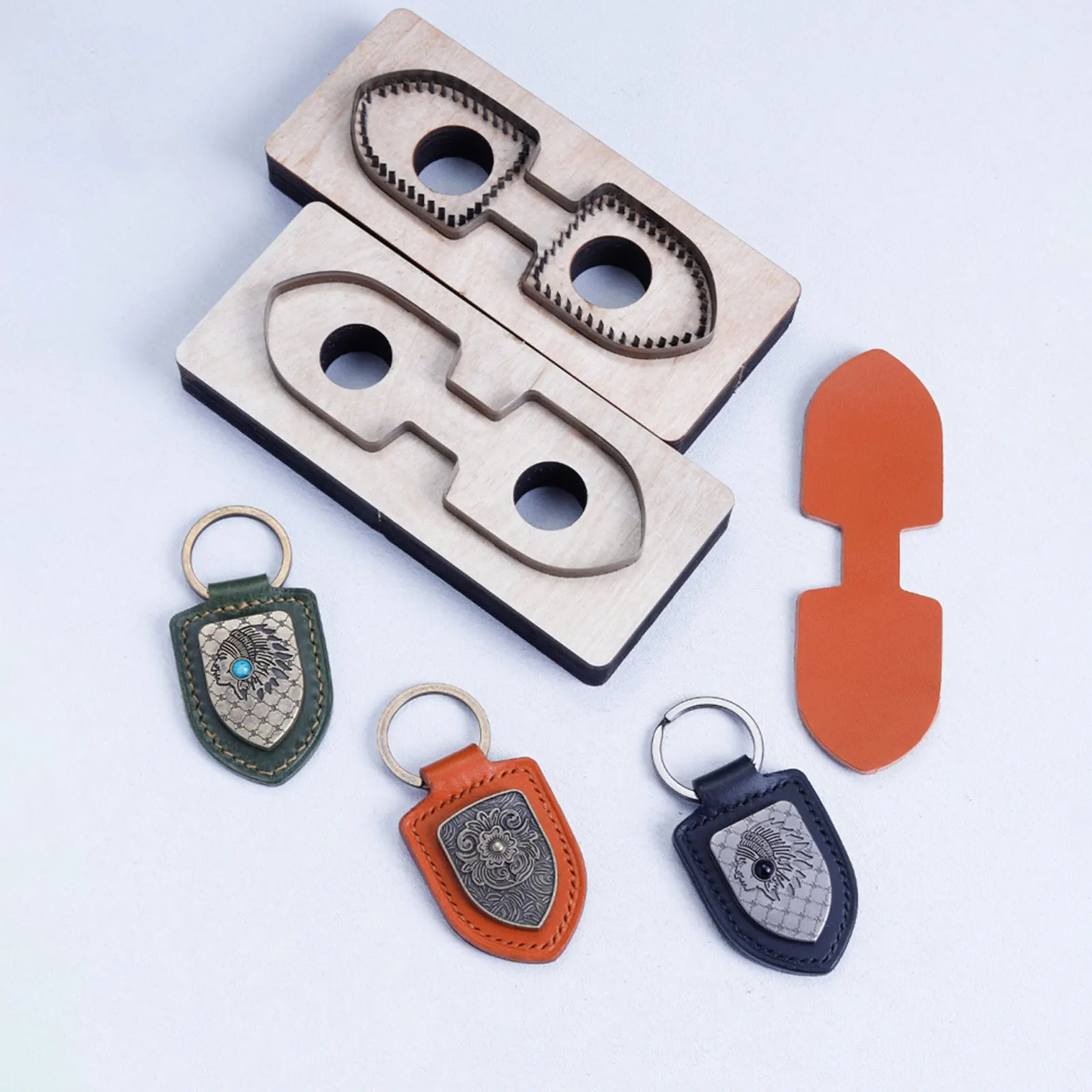 1Pcs Leather Cutting Die Punch Template Key Chain Knife Blade Leather Punch Die Wooden Cutter for Tailor PU Househld