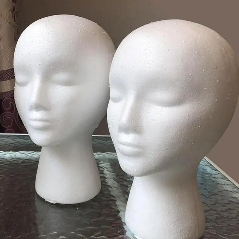 Testa di Manichino in Schiuma per Esposizione Parrucche, Occhiali, Cappelli, Modello di Testa di Manichino Bianco - immagine 5
