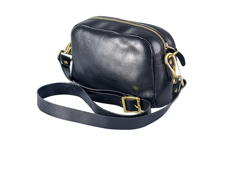 Fashion high quality genuine leather men's black small shoulder bag daily outdoor real cowhide multifunction crossbody bags