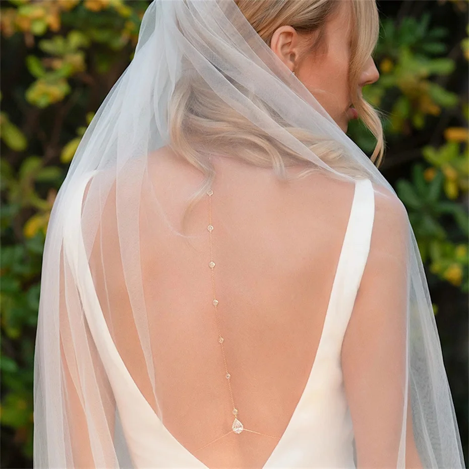 Cubic Zirconia Wedding Backdrop Necklace | Cubic Zirconia