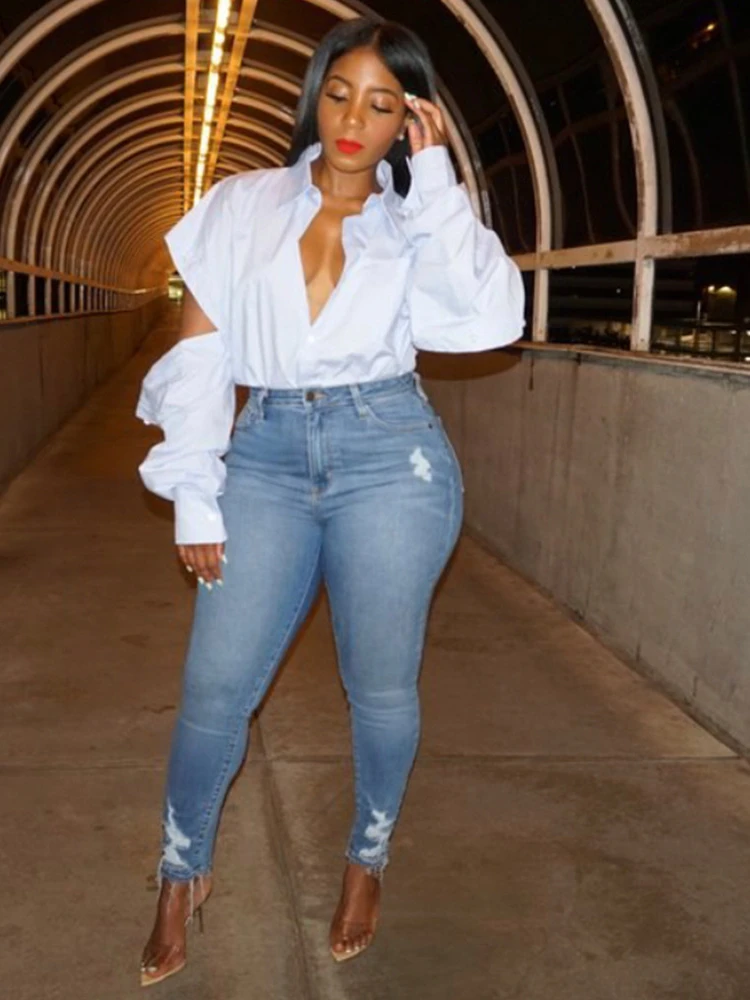 Sexy white plus size shirt Clearance