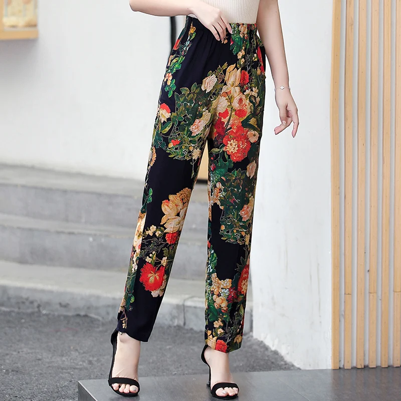 

Новинка 2023, женские летние брюки, брюки, пляжная одежда, брюки-карандаш, брюки в клетку, повседневные брюки с принтом размера плюс 5XL