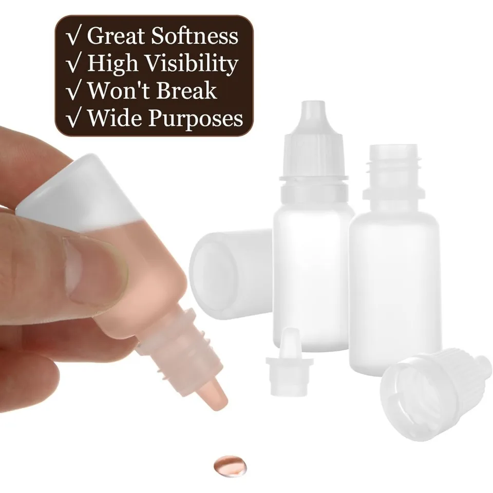 20 stuks 20 ml knijpbare druppelflessen, plastic lege flessen, doorzichtige oogflessen, vloeibare lege flessen